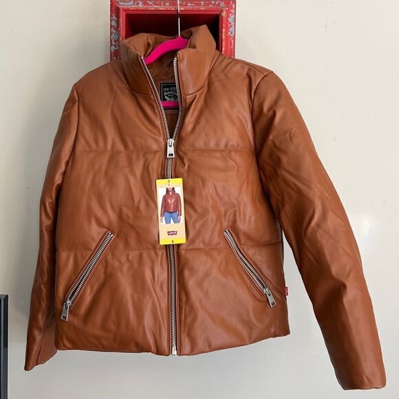 Levi's Jackets & Blazers - Levi's Ladies' Faux Leather Puffer | Size: Small | Color: Brown